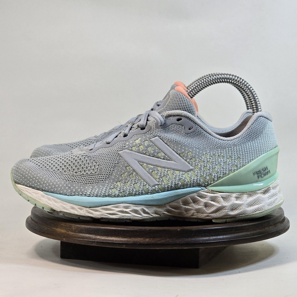 New Balance Women's Light Blue and Mint Athletic Running Shoes with Coral Tongue - Picture 5 of 11